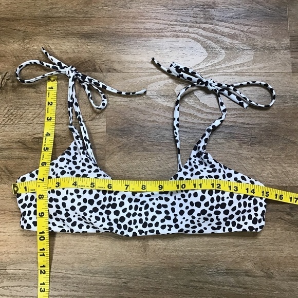 SHEIN Bikini Top Shoulder Tie Spotted Dots White Black Size L - Picture 8 of 8